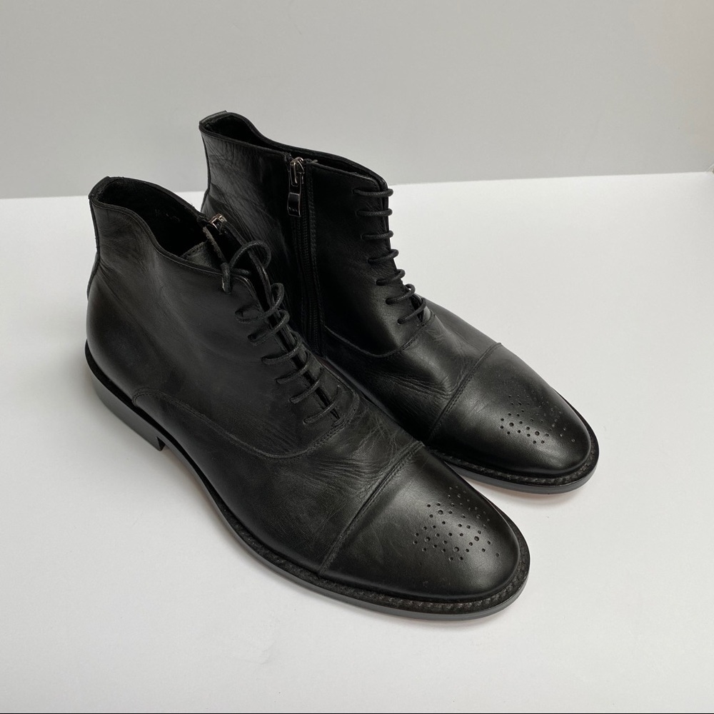 Black Leather Laced Boots
